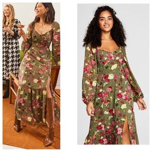 Bar lll Reanna RosePrinted Bustier Side-Slit Maxi Dress Sz M NWT!